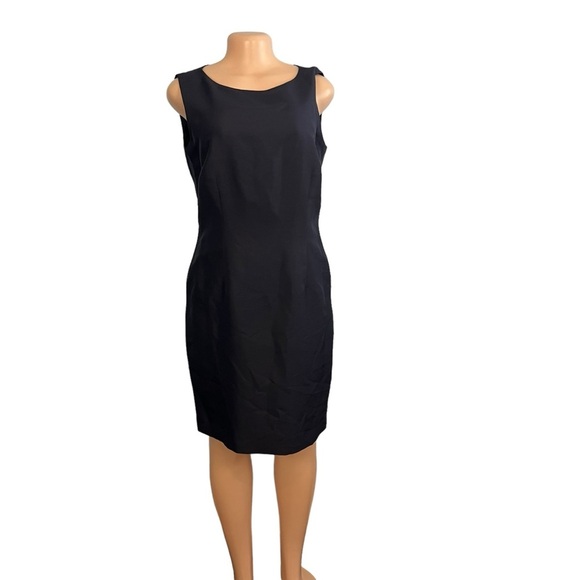Talbots Dark Navy Blue Silk Shantung Shift Dress - Picture 2 of 8